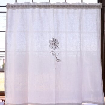 リネンカフェカーテン　オリジナル刺繍　（02　花　ペタル）の画像