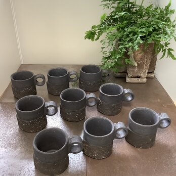 (追加出品)黒釉&黒泥彩「纏」カップ(mini maru)