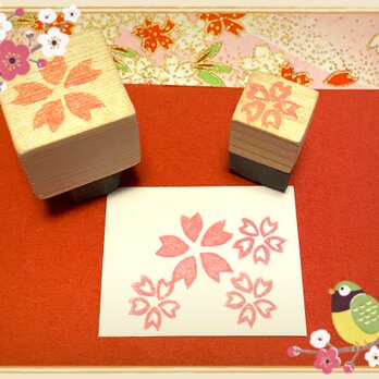 ✿春の花はんこ〓【さくら2個】3㎝四方の画像