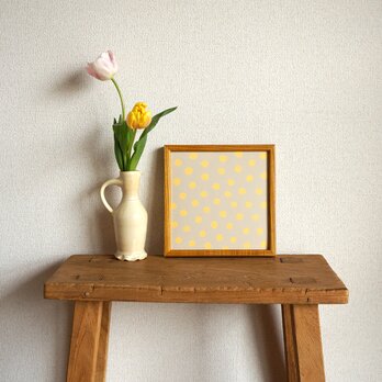 「mimosa dot（beige grey & yellow）」20cm角ポスターの画像
