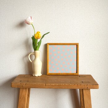 「mimosa dot（grey & coral）」20cm角ポスターの画像