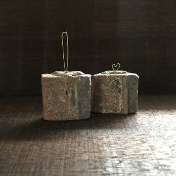 焼締&泥彩「square」mini 陶雛の画像