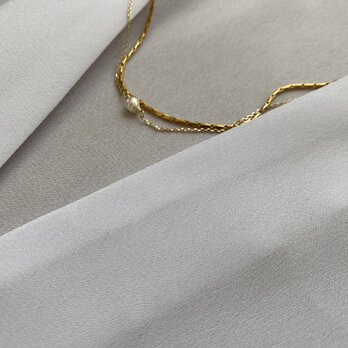 Japan Vintage Pearls Necklace ベビーバロックドロップ　38ｃｍパールネックレスの画像