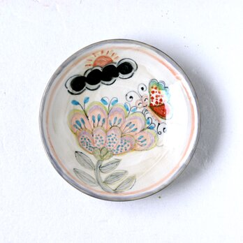 水彩画調/花と蝶絵の六寸皿Ⅰの画像