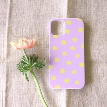 【iPhone / Android】表面のみ印刷＊ハード＊スマホケース「mimosa dot（lavender&yellow）」の画像