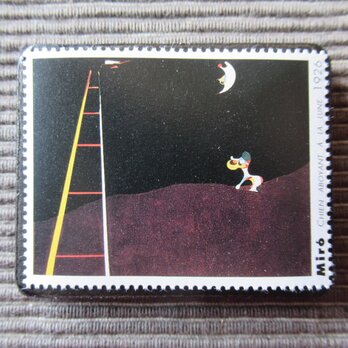フランス　美術「ミロ」切手ブローチ7247の画像