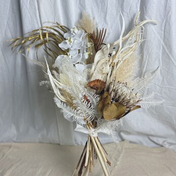 造花 ドライフラワー MIX プロテア 胡蝶蘭 パンパスグラス ブーケ スワッグ ウェディングの画像