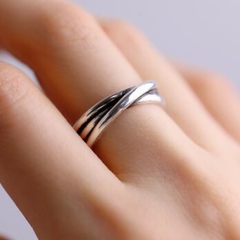 〈silver925〉いぶしtype 3line ring 5〜15号［slim］3重シルバーリング<LR001F>の画像