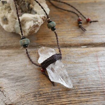 Himarayan Crystal Cord Necklace with Antique Hebron beadsの画像