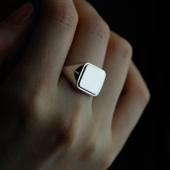 〈silver925〉step signet ring “Wide” 2〜25号 /シグネットリング 受注生産〈LR026W〉の画像