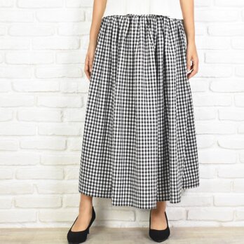 【再販】ギンガムチェックふんわりギャザーのロングスカートの画像