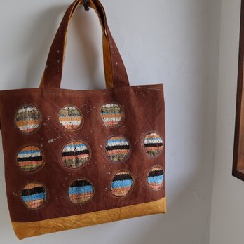 柿渋帆布＋手織りトートバッグ（ご注文品）の画像