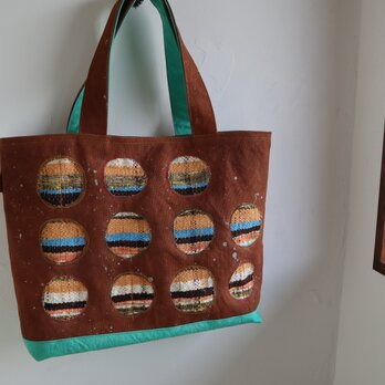柿渋帆布＋手織りトートバッグの画像