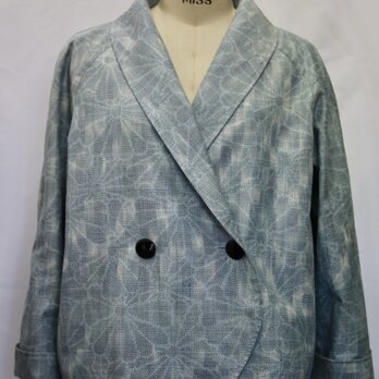 【着物リメイク】紬で一枚仕立てのジャケットの画像