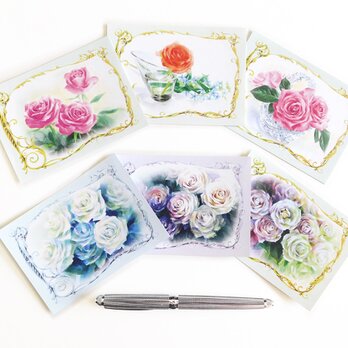花のメモ Cセット（バラのセット）６種３０枚の画像