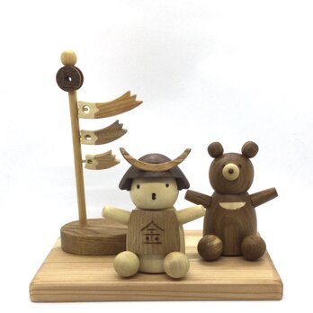 金太郎さんと熊さんと鯉のぼり(受注制作) 五月人形　端午の節句　兜　鯉のぼり　金太郎の画像