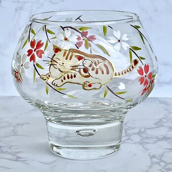 桜と猫のガラス　デザートカップの画像