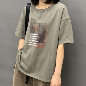 新作 多色 ラウンドネック 半袖Tシャツ  レディース シャツ ゆるい  春夏 コートトップ カジュアル コトンの画像