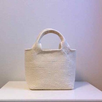 綿糸の四角いトート (WHITE)