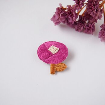 [受注制作]バラ一輪の刺繍ブローチ（pink)の画像