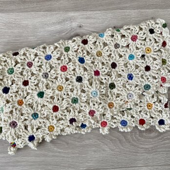 *マーガレットモチーフのブランケット*　生成り