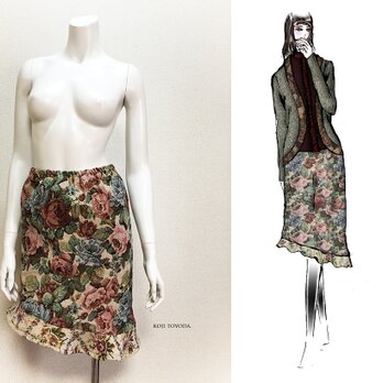 【1点もの・デザイン画付き】ゴブラン織りアシメトリースカート（KOJI TOYODA）の画像