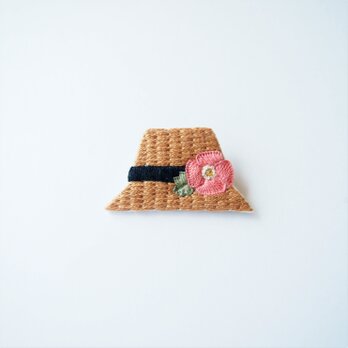 ［受注制作］麦わら帽子の刺繍ブローチ（poppy）の画像