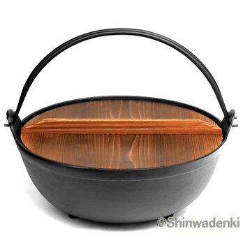 【お取り寄せ】南部鉄器 鉄鍋 ふる里鍋深型36cm 日本製 ガス対応 アウトドア キャンプの画像
