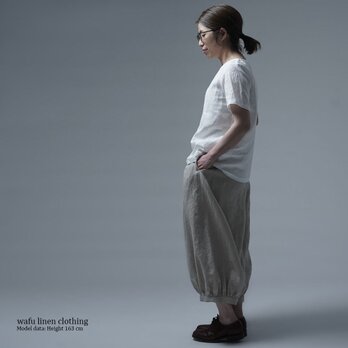 【Lサイズ】【wafu】ふわっと 軽くやさしい 雅亜麻 Linen Top リネンTシャツ /白色 p015a-wht1-Lの画像