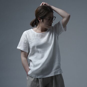 【LLサイズ】【wafu】ふわっと 軽くやさしい 雅亜麻 Linen Top リネンTシャツ /白色 p015a-wht1-LLの画像