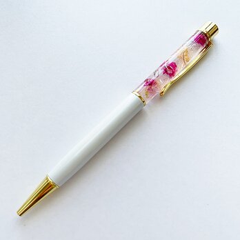 ꕤ Clear Pink ꕤ ハーバリウムボールペン ホワイトの画像