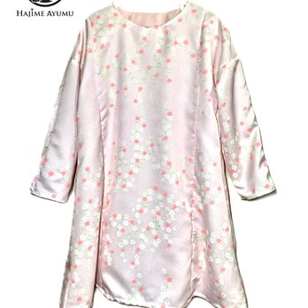 【現品1点限り‼︎】HAJIME AYUMU 春カラー花柄着物生地デザインロングチュニック ピンク Freeサイズの画像