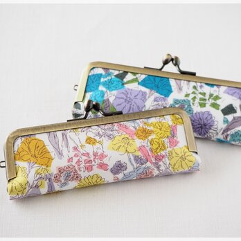 ■リバティプリントのがま口印鑑ケース 【Lサイズ】 / コンフェッティ・フラワーズ■ hanko case (lbt-cff)