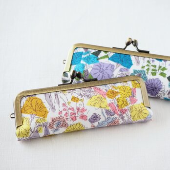 ■リバティプリントのがま口印鑑ケース 【Lサイズ】 / コンフェッティ・フラワーズ■ hanko case (lbt-cff)