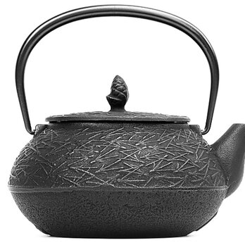 南部鉄器 ティーポット 急須 5型松葉（黒）0.65L 内面・蓋裏ホーロー加工の画像