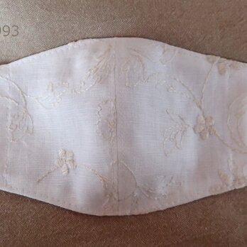 花柄刺繍(白) 立体マスク　#993の画像