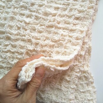 手織りタオル　ふわっふわなワッフル織りタオル～コットン　の画像