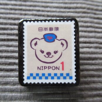日本　ぽすくま切手ブローチ 7338の画像