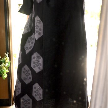 久留米絣バルーン袖ワンピースの画像