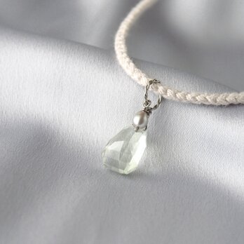 Clear Green Pendant（グリーンアメジスト×淡水パール）-gray-の画像