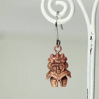 縄文 豆土偶　「みみずく土偶」の片耳ピアス　(659-344/純銅製)の画像