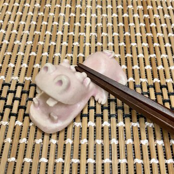 陶器 箸置き　カバ・ピンク単品【Ha025】の画像