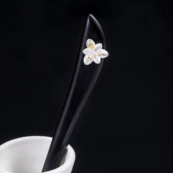 ＜受注制作＞花のかんざし　簪　黒檀　シルバー　K009の画像