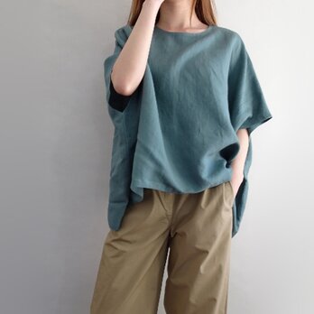 落ち感満点リネン/レーヨン前後差プルオーバー＜アッシュグリーン＞