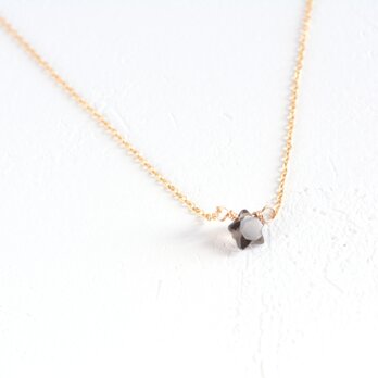 14KGF 星 の 天然石 スモーキークォーツ シンプル ネックレス・スター・小粒 ネックレス・宝石 ネックレス・プレゼントの画像