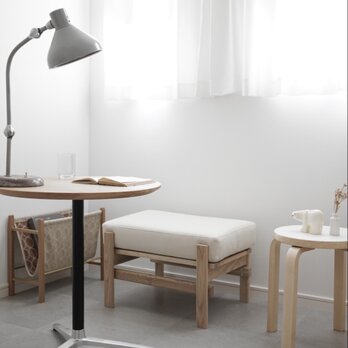 スツール/オットマン /オーク無垢材/oak/stool/ottoman/天然繊維/コットン/リネンの画像
