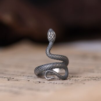＜受注制作＞ヘビのリング　金運　へび　蛇　シルバー　R003の画像