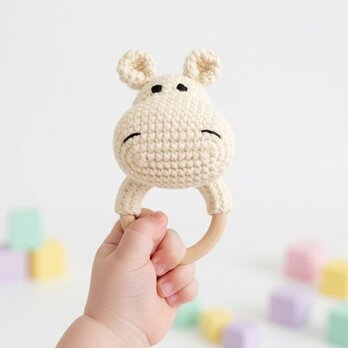 おもちゃ カバ ガラガラ ラトル 0歳 男の子 女の子 編みぐるみ 出産祝い