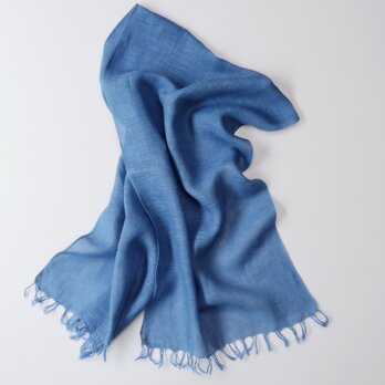 エシカルヘンプ手織りストール 正藍染め藍色 小判
