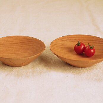 木のお皿・器　桜材2　2枚セットの画像